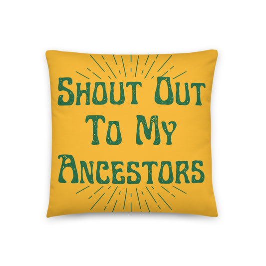 Reversible Yellow & Green Waves Shout Out to My Ancestors Throw Pillow